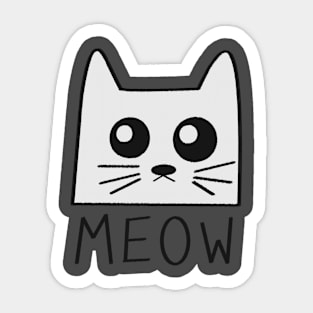 White Cat Meow Sticker